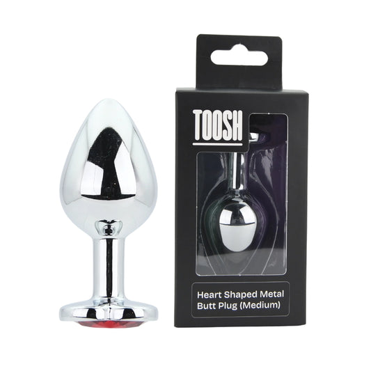 Toosh Heart Shaped Silver with Red Stone Medium