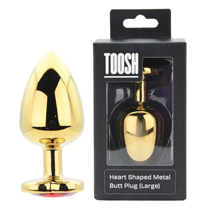 Toosh Heart Shaped Gold with Red Stone Large