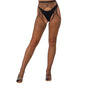 Lace by LJ Rhinestone Fishnet Crotchless Pantyhose Black