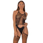 Lace by LJ Lace Suspender Bodystocking Black